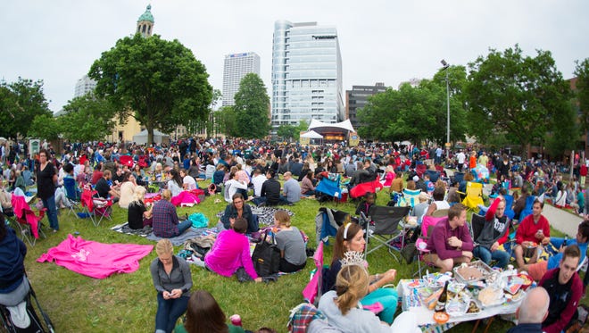 Jazz in the Park is a popular free summer music series on Thursdays in Milwaukee's Cathedral Square Park.