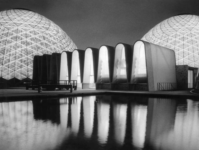 The Mitchell Park Domes Horticulture Conservatory before its formal dedication in 1965.