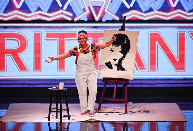 Brittany, the daughter of Brett Favre, painted a picture of Lucille Ball for the talent show in the premiere episode of ABC's "Claim to Fame."